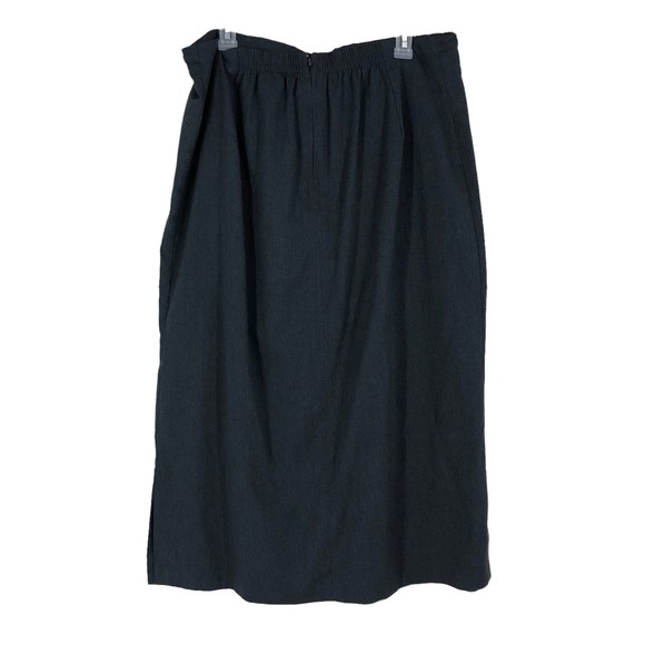 Vintage Women’s Grey Career Midi Skirt Plus Size 18 w/Elastic Waist Back - Picture 2 of 9